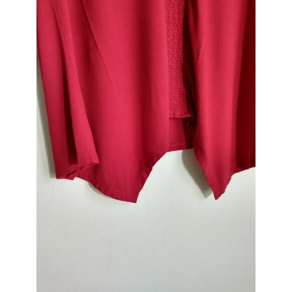 Adrianna Papell Tunic Top Women's Size M Red Knit 3/4 Sleeve Shark Bite Pullover - Picture 10 of 12